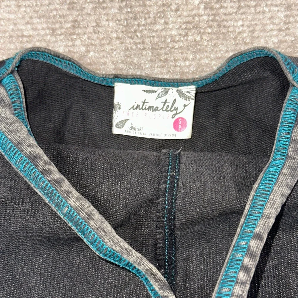 Intimately Free People Grey Acid Wash Teal Stitch Strappy Back Mini Dress Small